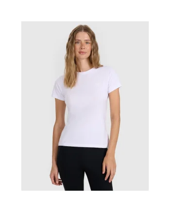 Tricou Dama Casual Slim Fit Bumbac Alb  Sportstyle, Maneci Scurte, Marimi XS-XXL, 180g, Elastic Comfortabil