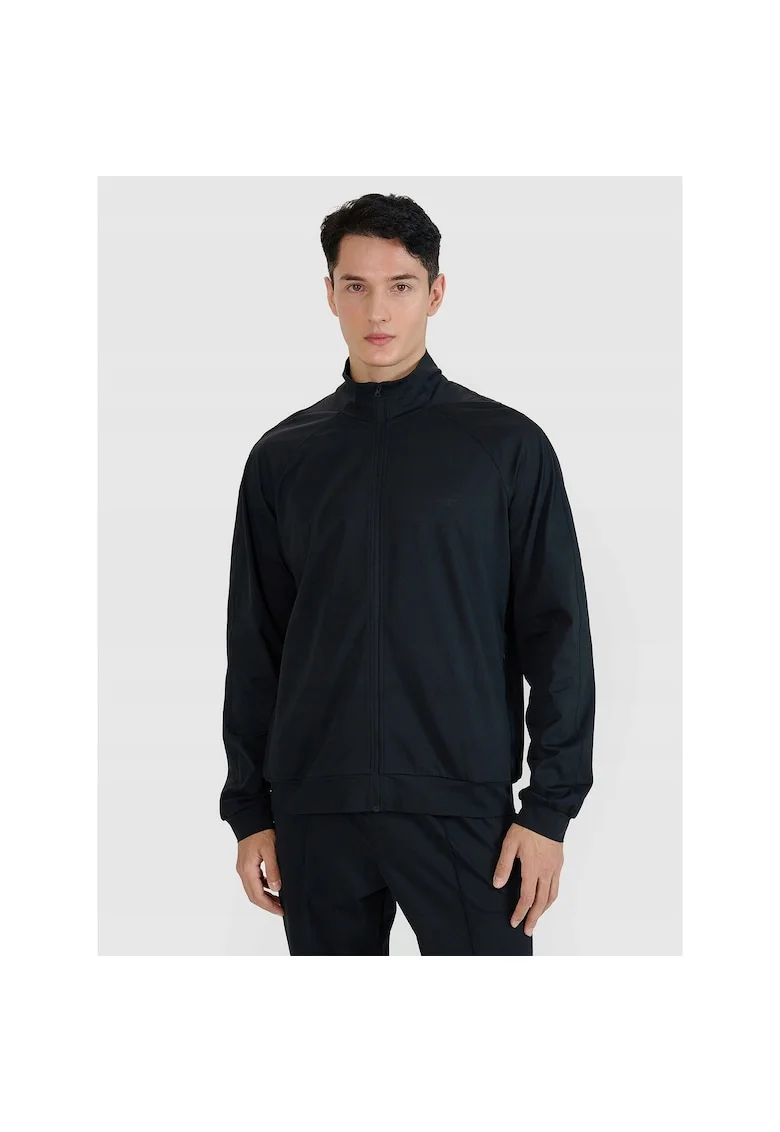 Hanorac sport barbati,  antrenament, fermoar, negru, fibre sintetice