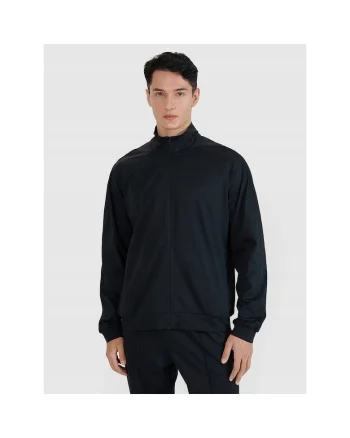 Hanorac sport barbati,  antrenament, fermoar, negru, fibre sintetice
