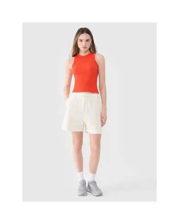 Pantaloni scurti de sport  supradimensionati, alb, bumbac 85%, fara captuseala