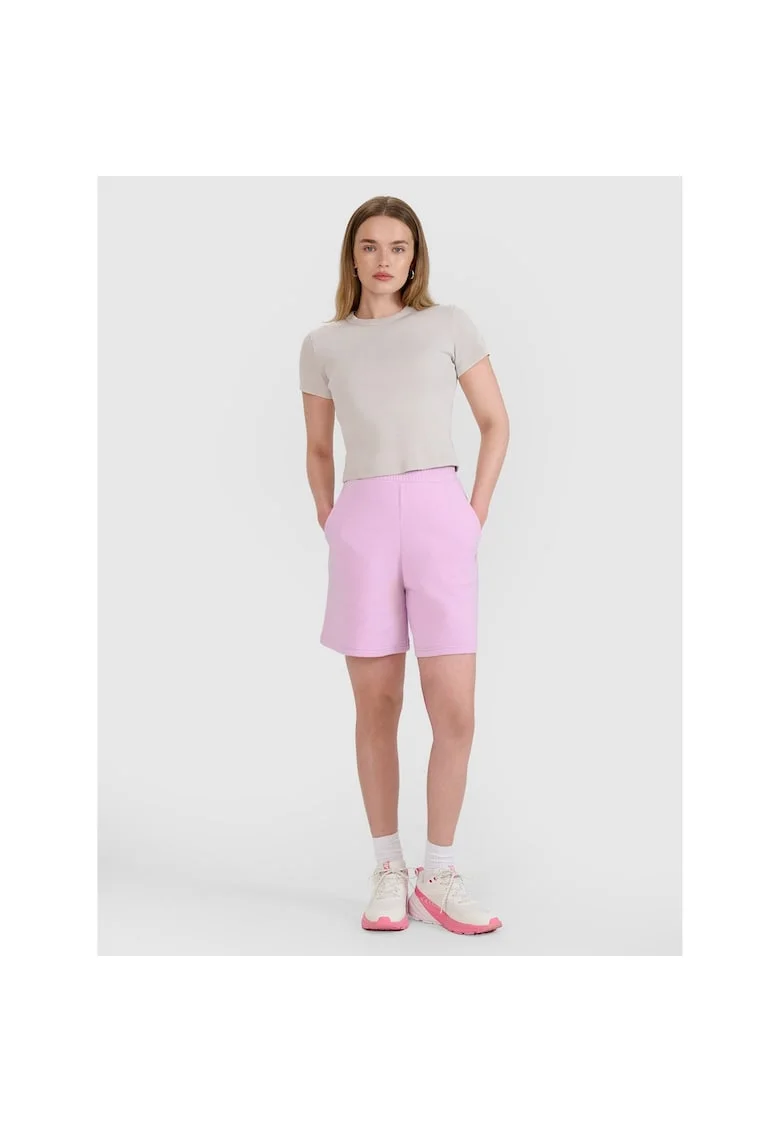Pantaloni scurti de transpiratie dama,  roz, 60% bumbac, 40% poliester