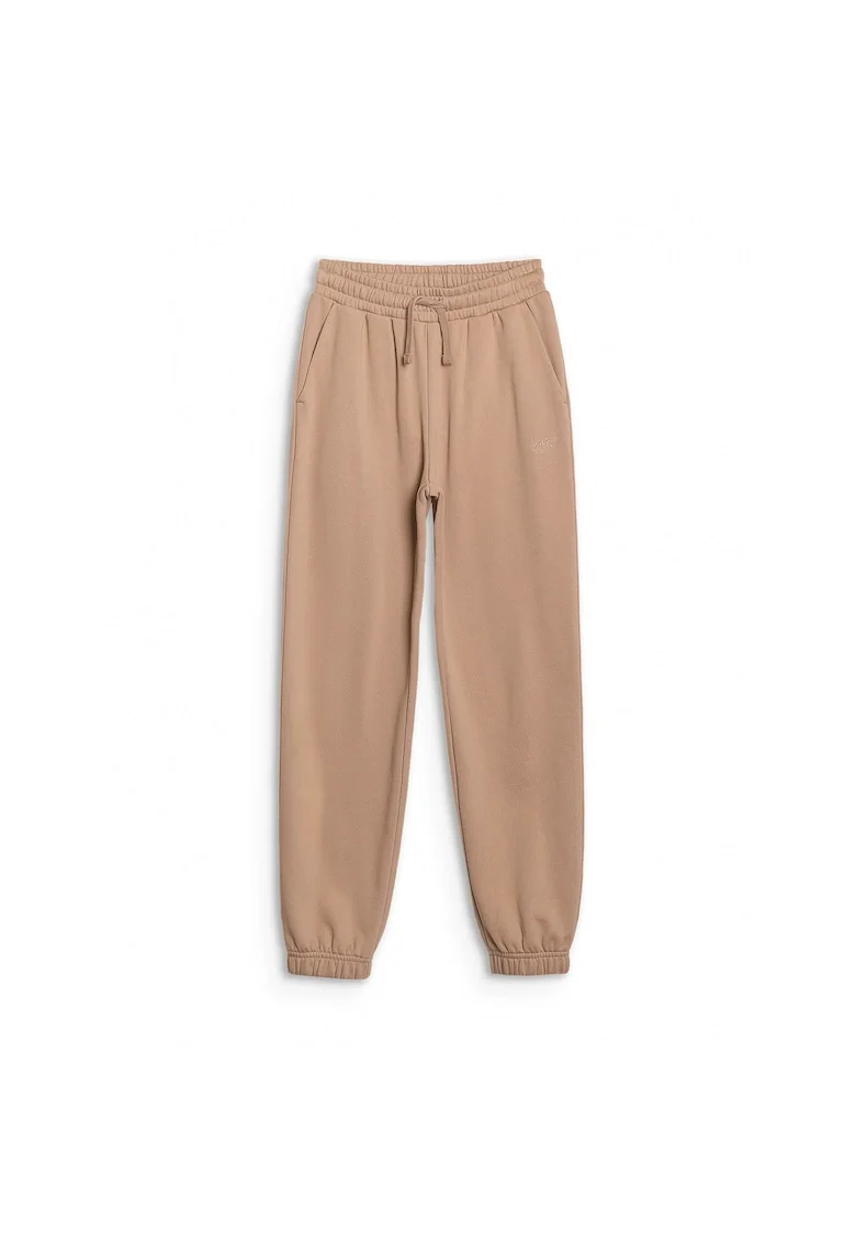 Pantaloni sport copii  bej, oversize, 78% bumbac, pentru fete