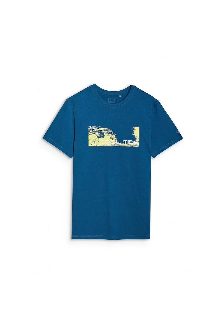 Tricou sport barbati  turcoaz, imprimeu valuri, bumbac