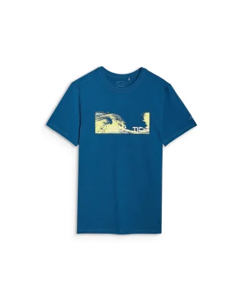 Tricou sport barbati  turcoaz, imprimeu valuri, bumbac
