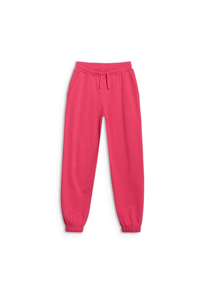 Pantaloni sport  pentru fete, roz, croiala oversize, material bumbac