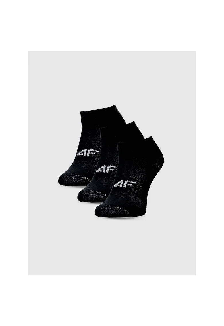 Sosete  pentru fete, set de 3, negre, bumbac, stil sportiv