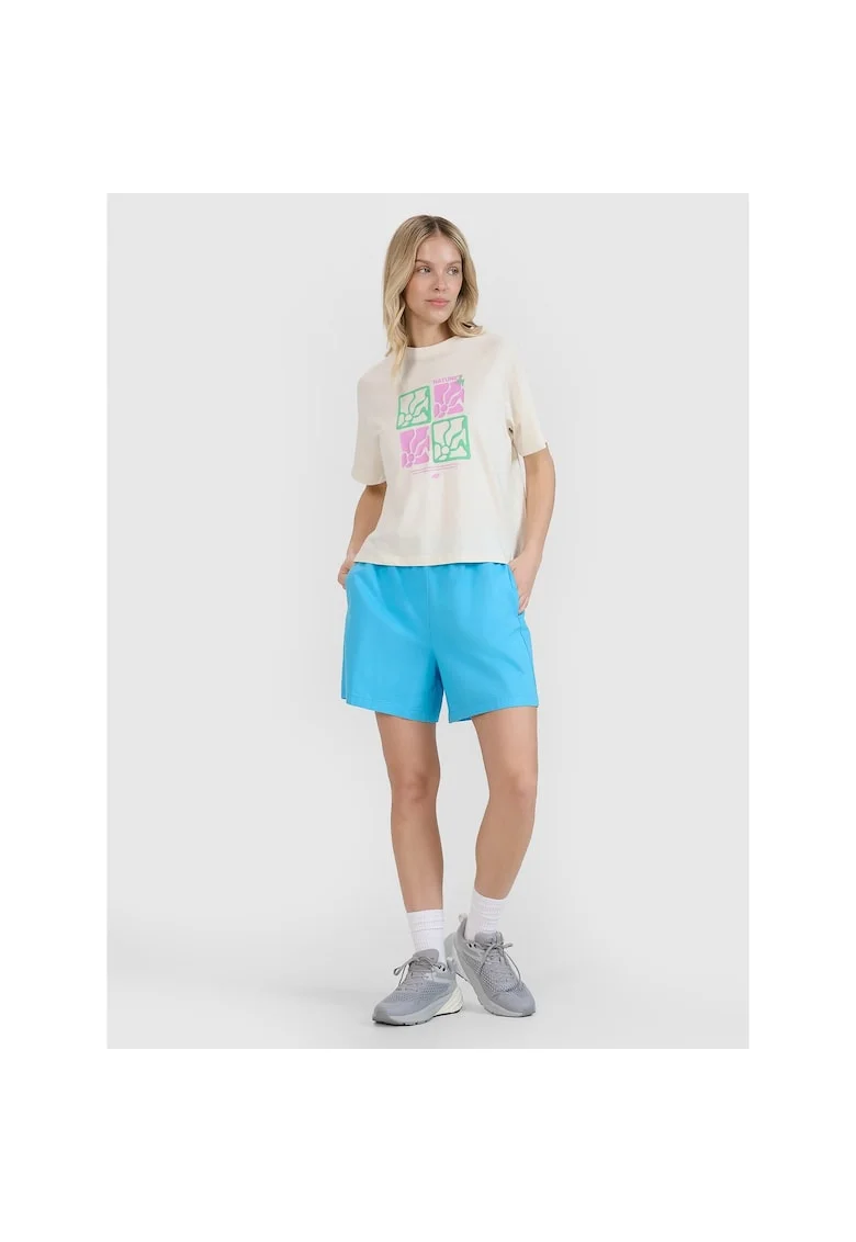 Pantaloni scurti casual dama,  albastru, bumbac