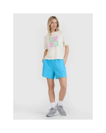 Pantaloni scurti casual dama,  albastru, bumbac