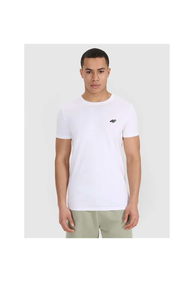 Tricouri sport barbati  alb, bumbac, slim fit