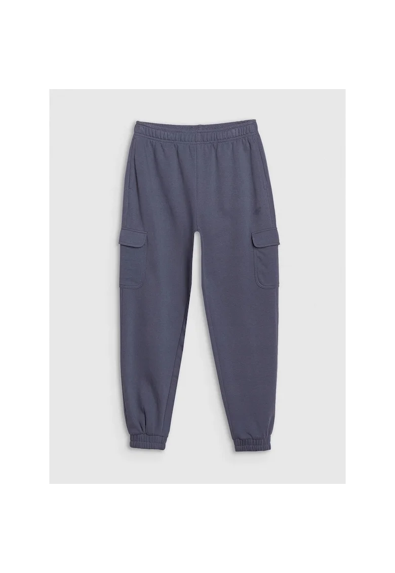 Pantaloni sport copii,  pentru fete, gri, stil sportiv, textil