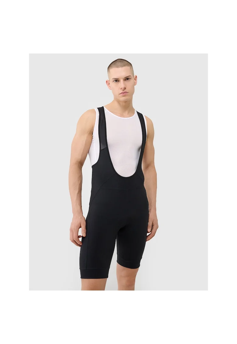 Pantaloni scurti ciclism  gel, negru, material sintetic, cu bretele