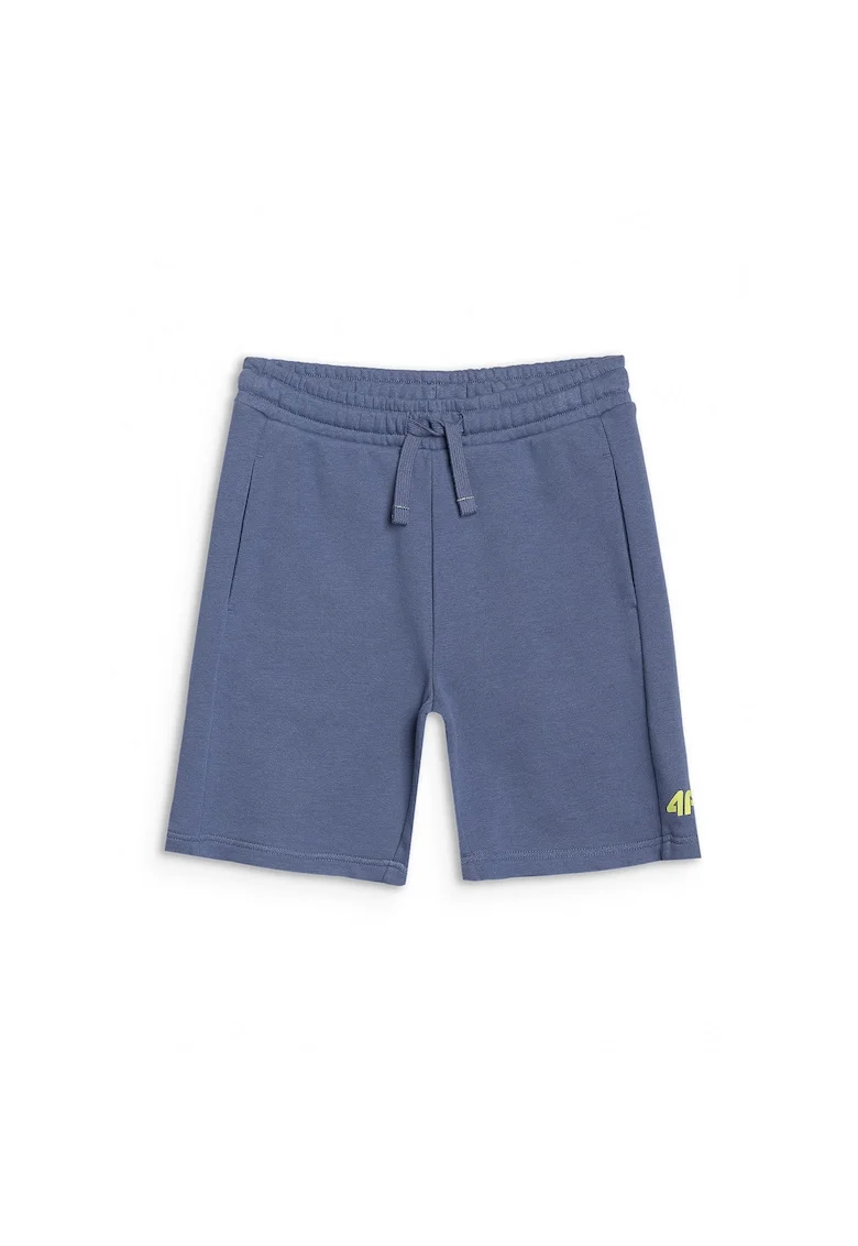 Pantaloni scurti sport baieti,  albastru, bumbac si poliester, fara captuseala, cu 2 buzunare