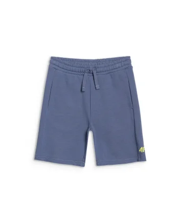 Pantaloni scurti sport baieti,  albastru, bumbac si poliester, fara captuseala, cu 2 buzunare