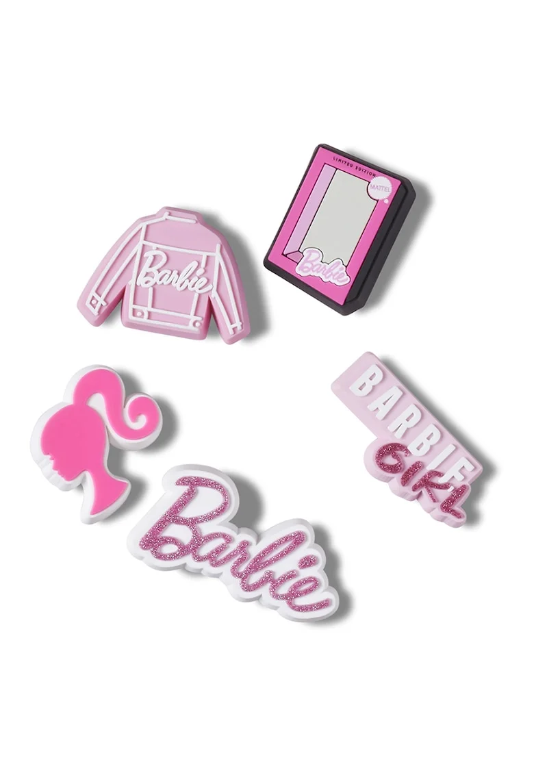 Set de talismane Barbie Jibbitz™ - 5 piese, Alb/Roz