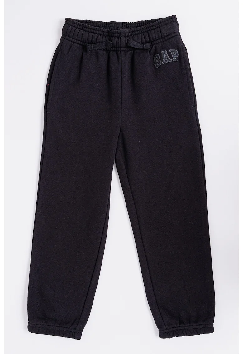 Pantaloni de trening din amestec de bumbac cu snur in talie, Negru stins