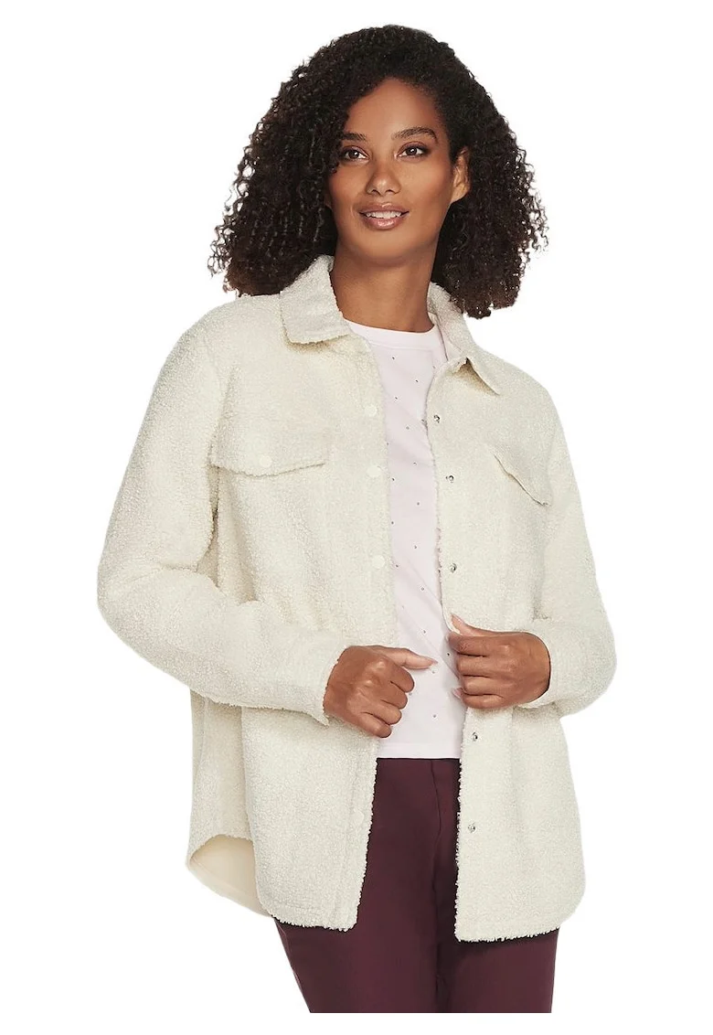 Geaca femei  Sherpa Shacket, Alb, Alb