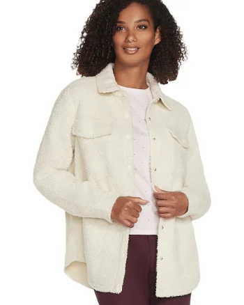 Geaca femei  Sherpa Shacket, Alb, Alb