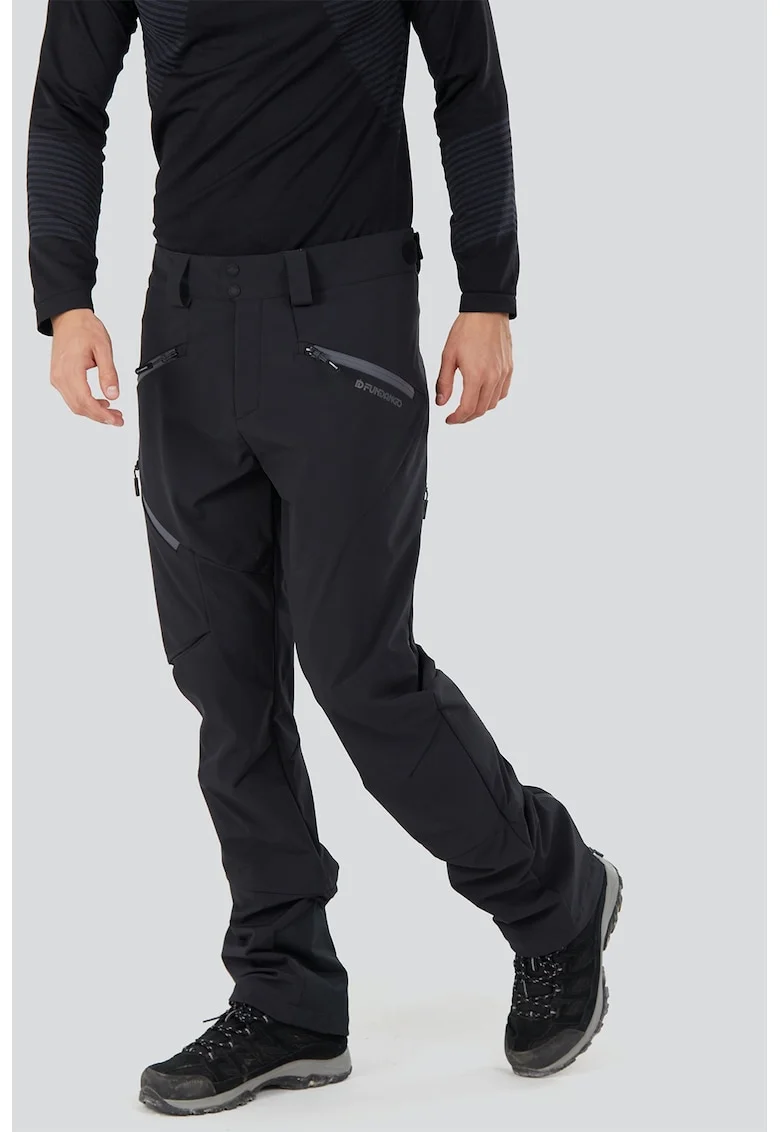 Pantaloni regular fit, pentru trekking, Negru