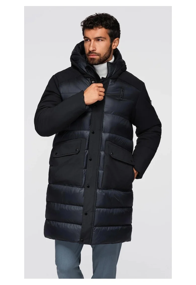 Jacheta lunga matlasata cu buzunare mari  OM-JALJ-0308, Negru