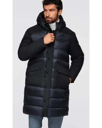 Jacheta lunga matlasata cu buzunare mari  OM-JALJ-0308, Negru