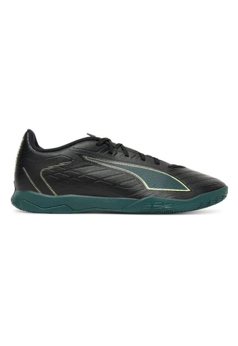 Pantofi de fotbal barbati,  piele ecologica, negru/verde, Multicolor