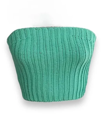Top crop cu panglica din satin, Verde