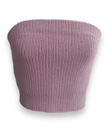 Top crop cu panglica din satin, Violet prafuit