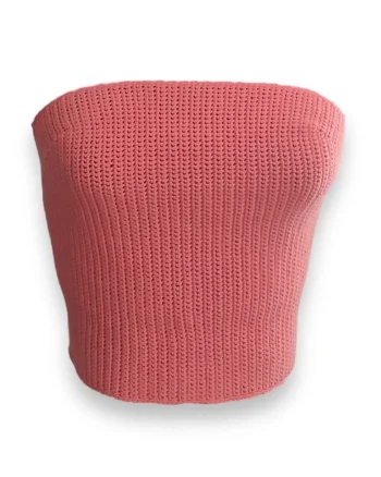 Top crop cu panglica din satin, Coral