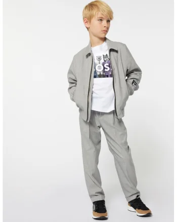 Pantaloni chino cu croiala conica, Gri deschis