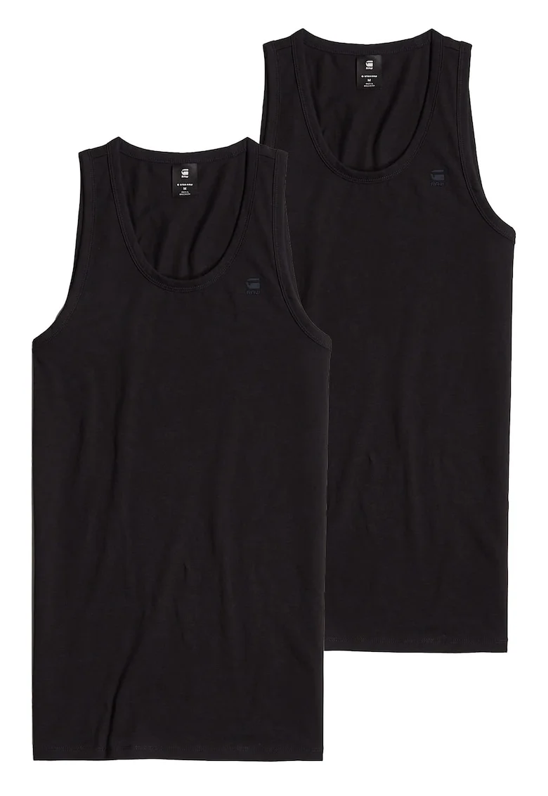G STAR RAW, Set de top-uri cu decolteu rotund - 2 piese, Negru