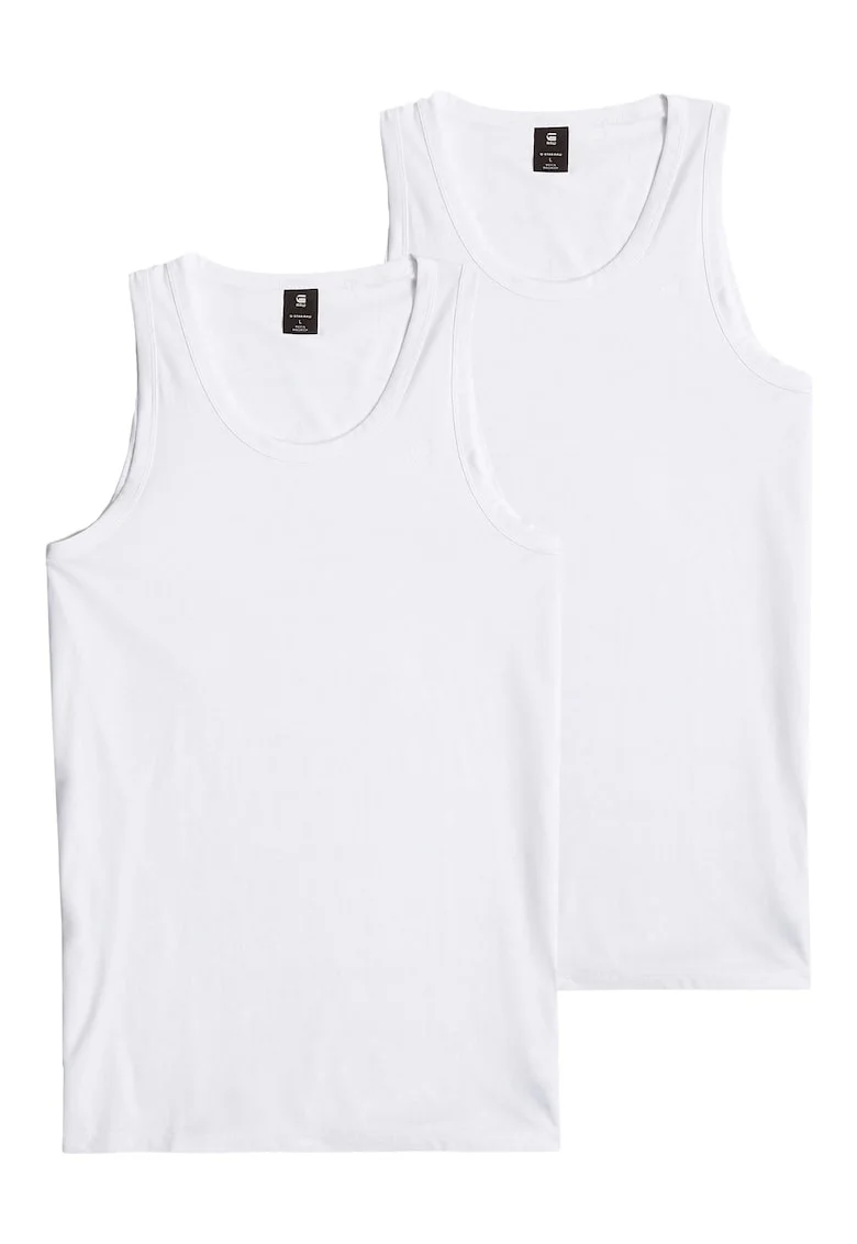 G STAR RAW, Set de top-uri cu decolteu rotund - 2 piese, Alb