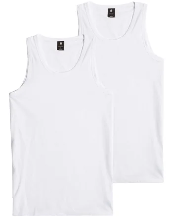 G STAR RAW, Set de top-uri cu decolteu rotund - 2 piese, Alb