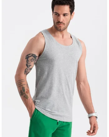 Top din bumbac cu model uni, Gri melange