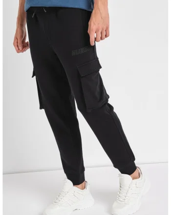 Pantaloni cargo din amestec de bumbac, pentru antrenament, Negru