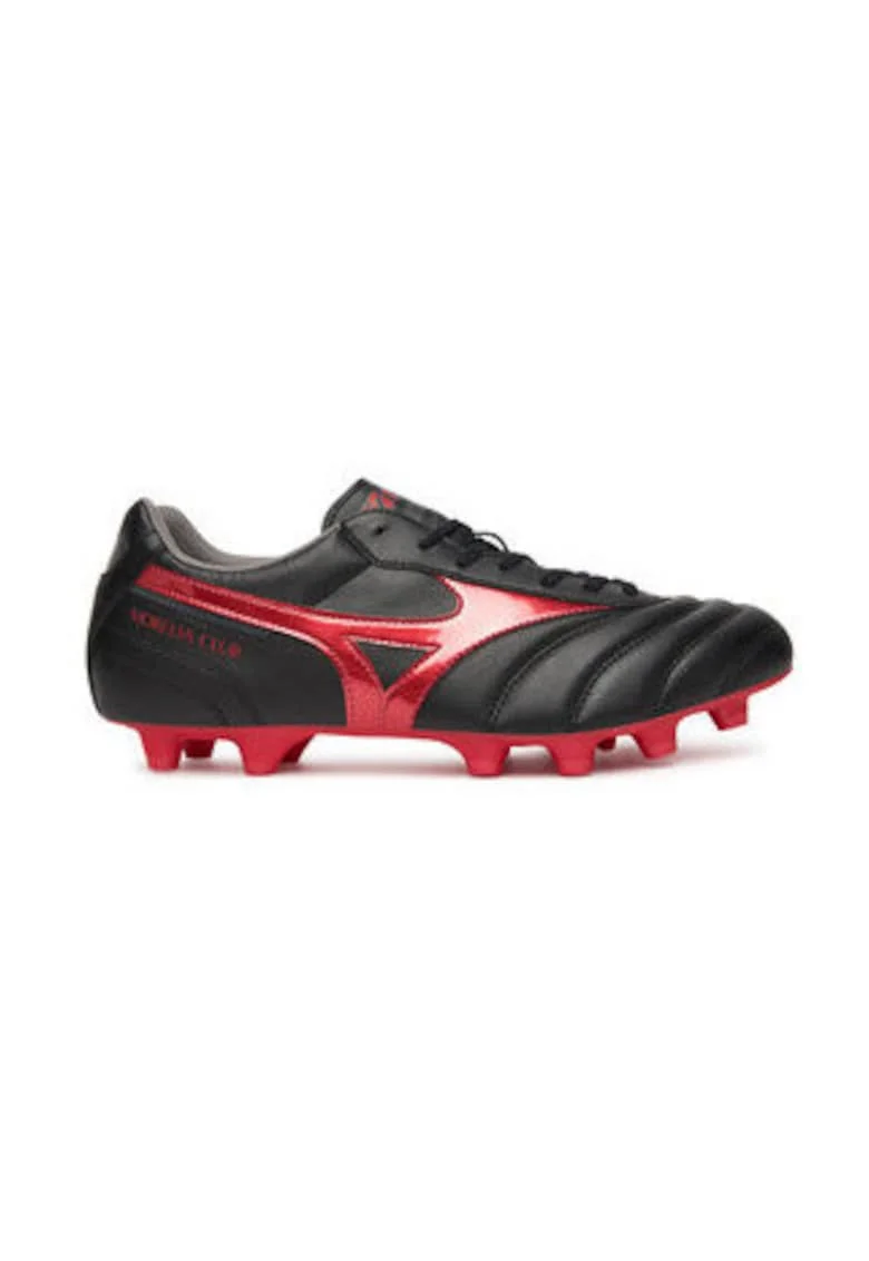 Pantofi de fotbal barbati,  piele ecologica, negru/rosu