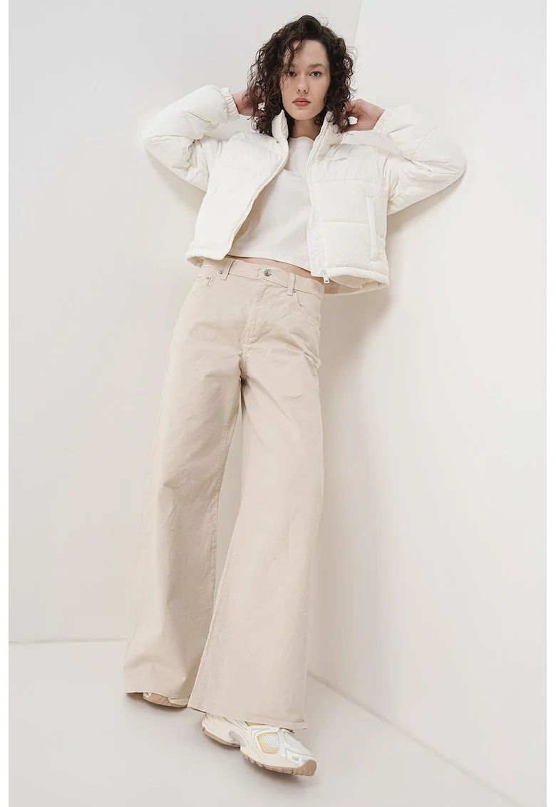 Jacheta bufanta crop cu guler, Alb fildes
