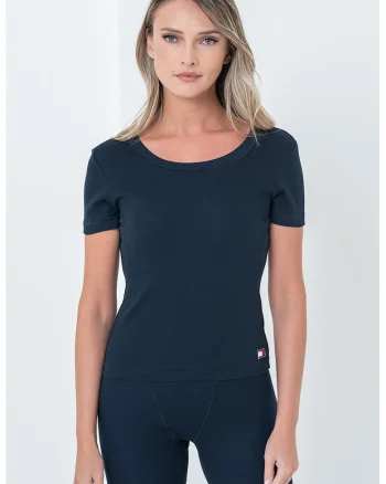 Tricou de casa cu croiala slim fit si decolteu rotund, Albastru ultramarin