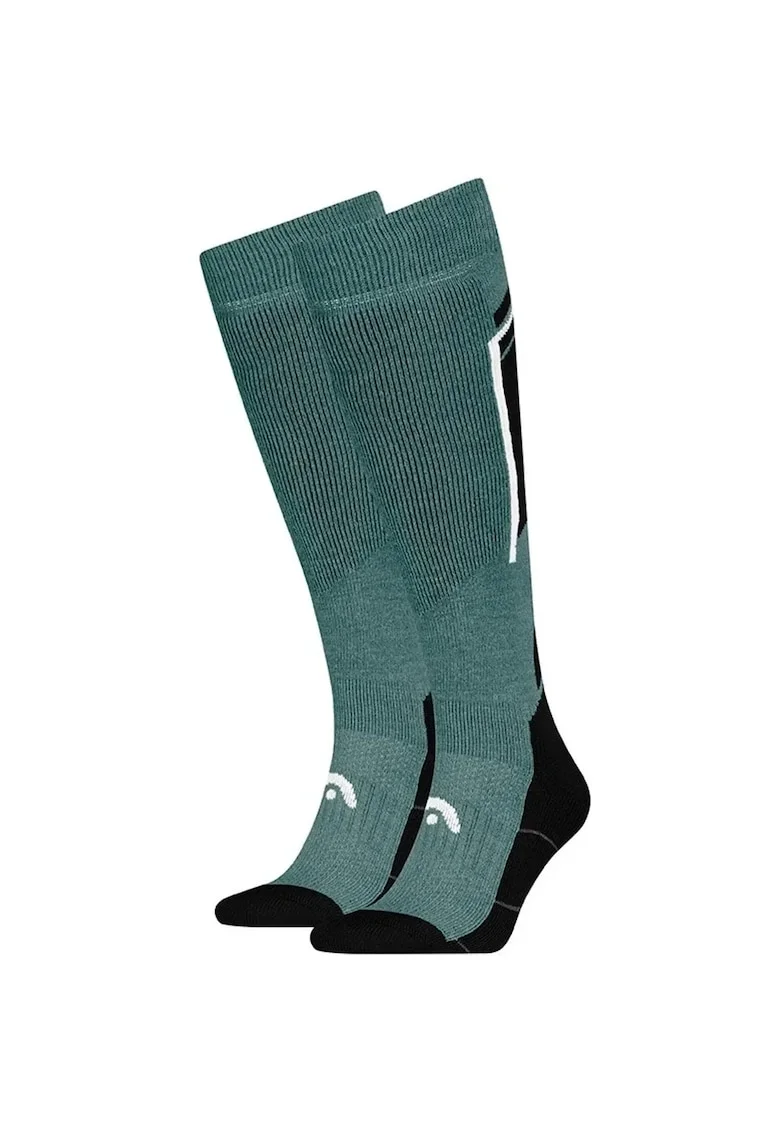 Sosete schi si snowboard  Ski Beginner Kneehigh 2P, Verde/Negru, Verde/Negru