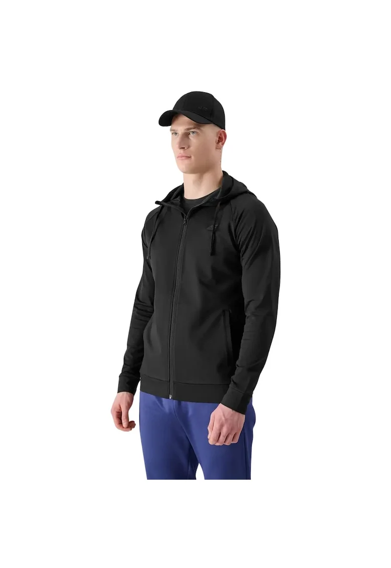 Hanorac sport barbati  FNK M512, negru, poliester, cu gluga si 2 buzunare,