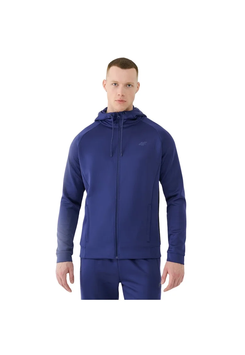 Hanorac sport barbatesc  M513, bleumarin, material elastic, cu gluga integrata,