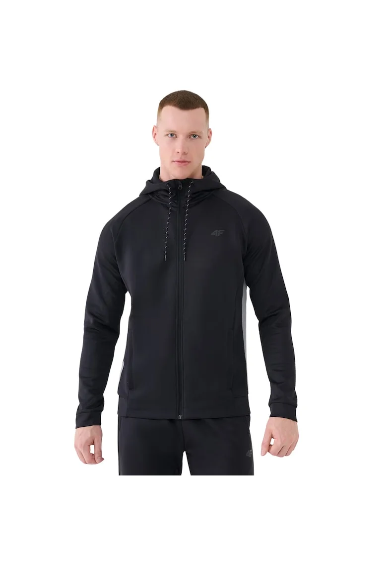 Hanorac sport barbati  M513, negru intens, material elastic, cu gluga
