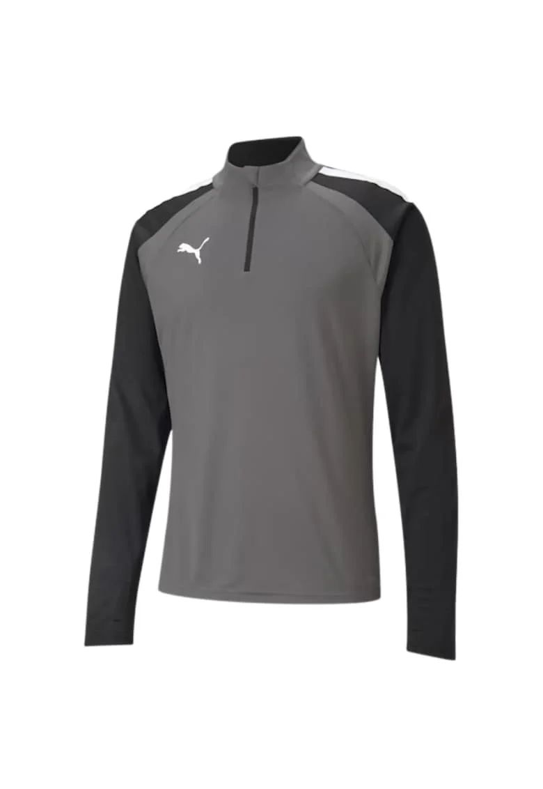 Hanorac sport barbati Puma teamLIGA, gri-negru, material uscat rapid,