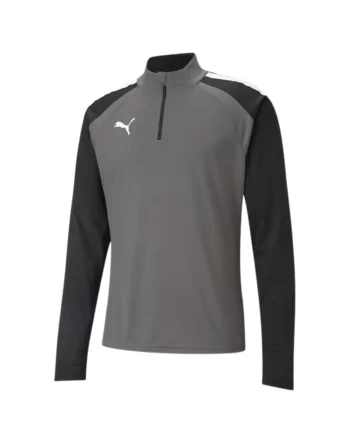 Hanorac sport barbati Puma teamLIGA, gri-negru, material uscat rapid,