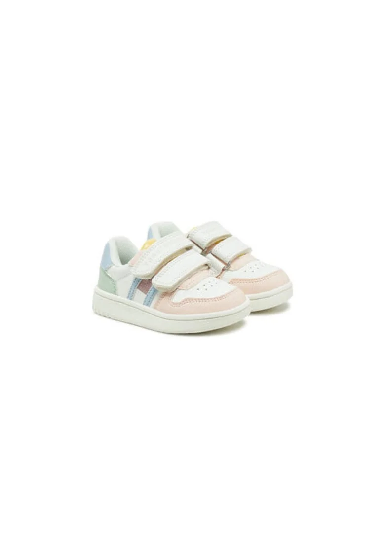 Tenisi pentru fete,  inchidere velcro, piele ecologica, multicolor
