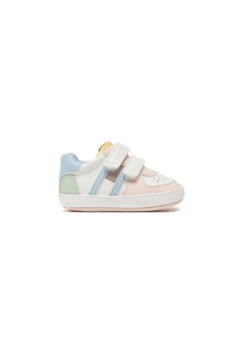 Tenisi pentru fete  inchidere velcro, piele ecologica, multicolor