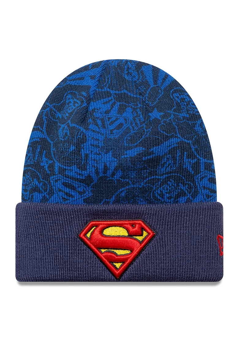 Caciula cu model Superman, Albastru melange