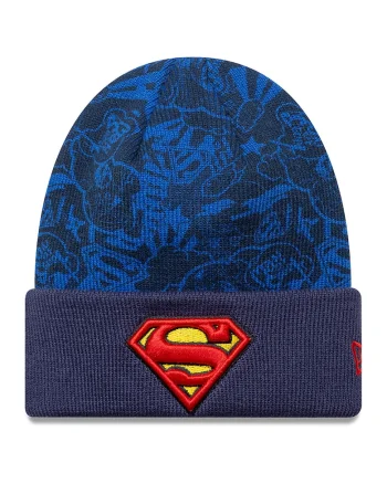 Caciula cu model Superman, Albastru melange