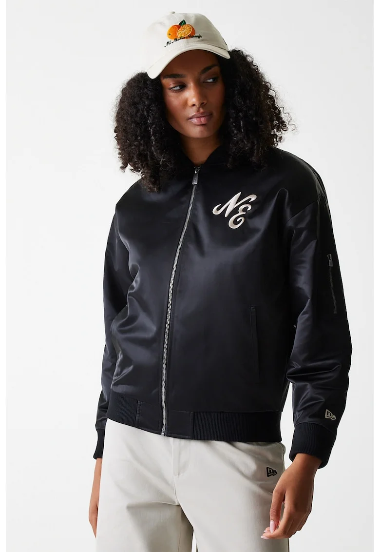 Jacheta baseball cu logo brodat, Negru