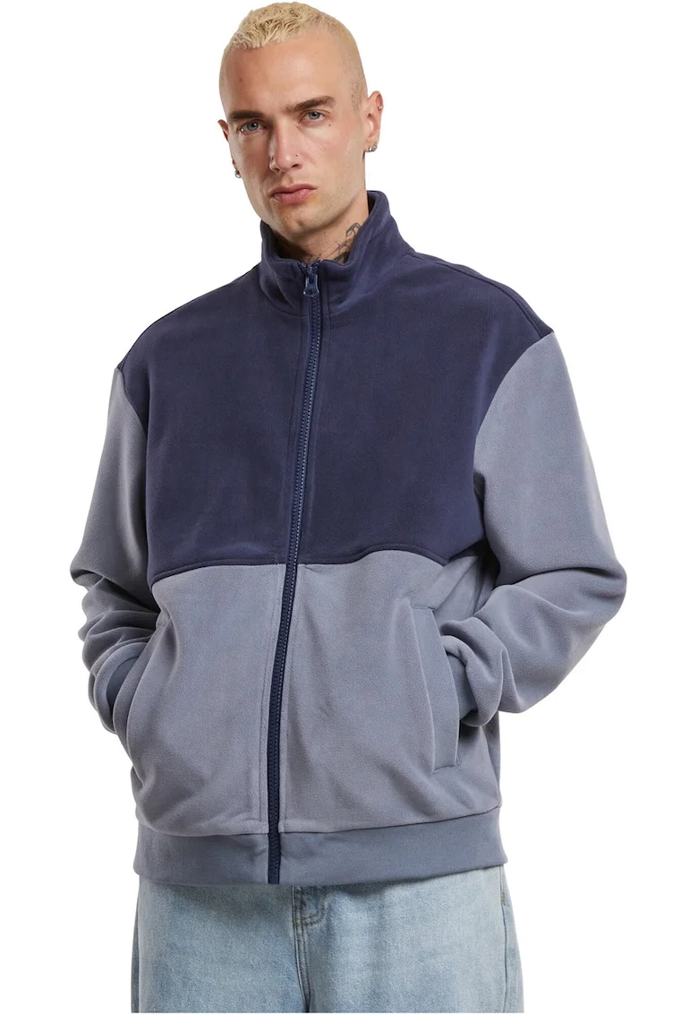 Jacheta colorblock cu buzunare laterale, Albastru prafuit/Bleumarin