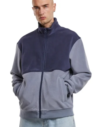 Jacheta colorblock cu buzunare laterale, Albastru prafuit/Bleumarin